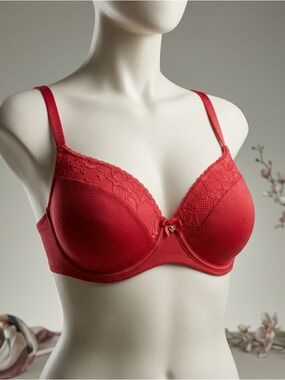 Victoria’s Secret 34DD Demi Bra Red Lace Lined Body by Victoria